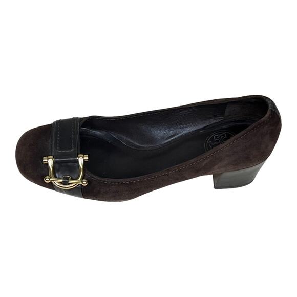 Tory Burch Noel Suede Horse Bit Block Heel Womens Size 6M - Picture 1 of 6